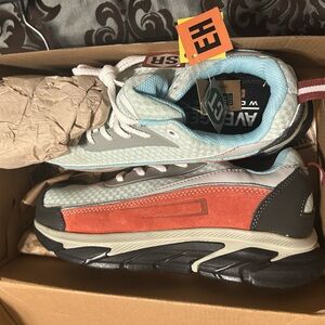 Avenger Lace-Up Boots in Orange, Light Blue, Gray, Black (steel toe) 8.5 women’s